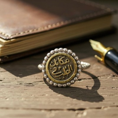Cute Egyptian Silver Love Jewelry Ring Arabic Calligraphy ''You Are in My Heart''