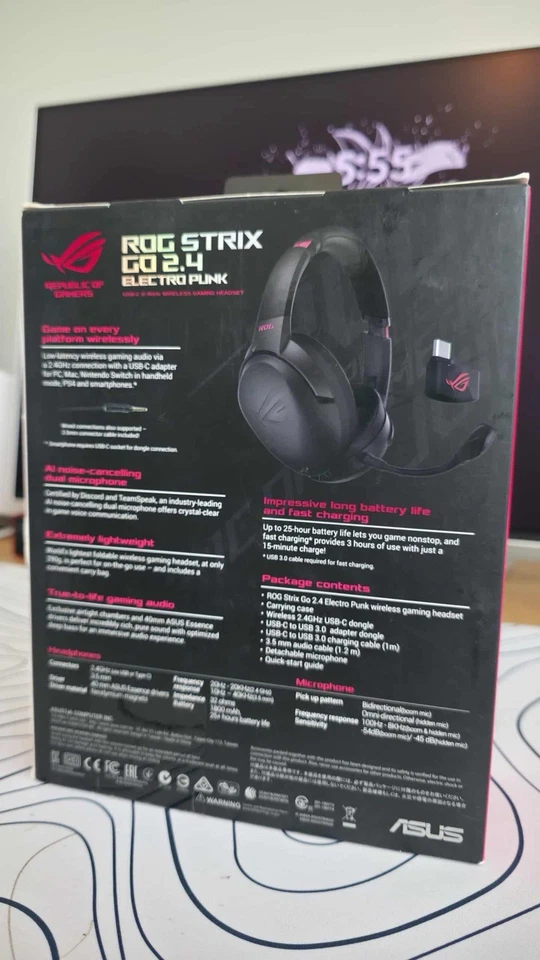 ASUS Republic of Gamers ROG Strix GO 2.4 Electro Punk Gaming Headset UsedLikeNew - Image 4 of 4