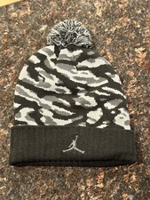 Nike Air Jordan Jumpman Pom Beanie Winter Hat Small To Medium Size Black Camo