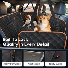 Waterproof Dog Seat Cover Hammock Black for Car Truck SUV Side Flaps Nonslip