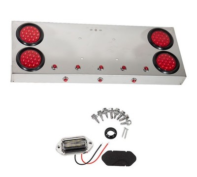 Rear Center Light Panel w/4'' Round Tail Light & 1''Side LED Light for Trailer