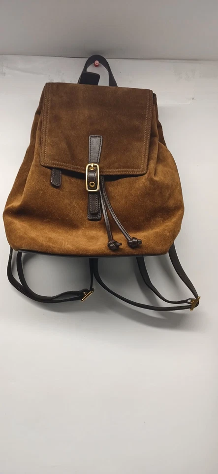 Bolso mochila marrón con cordón para mujer de cuero de gamuza Coach Vintage 9878 Foto 2 de 4