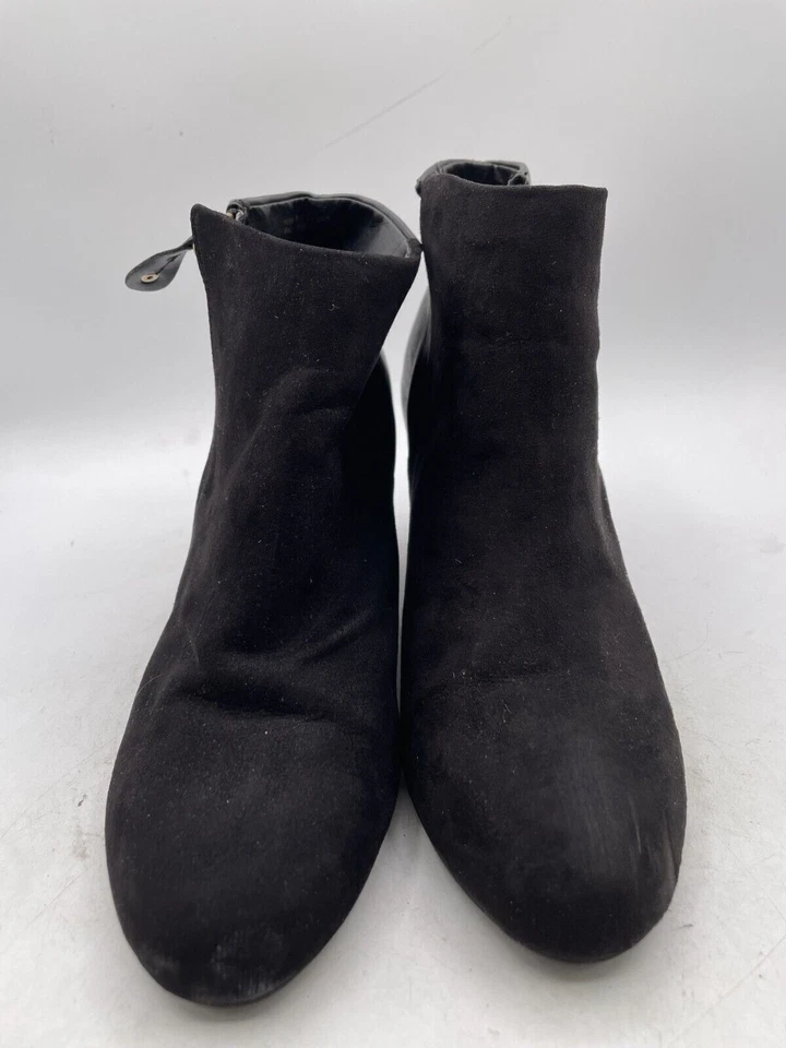 Botín Report Gabrela para mujer talla 8,5 negro gamuza cremallera lateral tacón de cuña botín Foto 2 de 4