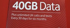 Vodafone Unlimited Calls, Text Data UK Pay as You Go SIM Card 40gb