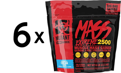 6 x Mutant Mutant Mass Extreme 2500, Cookies & Cream - 2720g (12,25 EUR/kg)