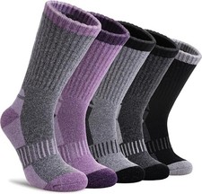 Womens Merino Wool Hiking Socks Thermal Warm 5 Pairs Crew Boot