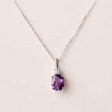 Amethyst Pendant Necklace Sterling Silver Simple Wedding Necklace February Gift