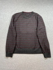 Falke Sweater Mens XL Gray Red Striped 100% Virgin Wool Knit Crewneck 54 51060