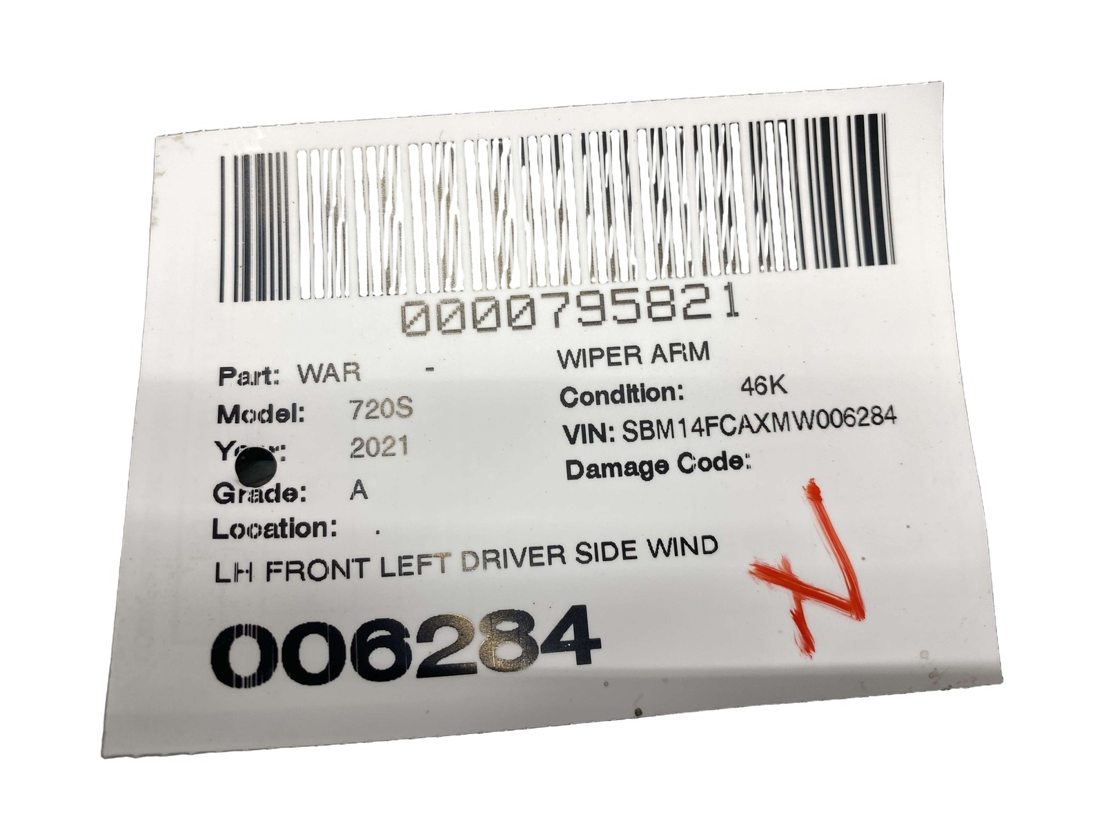 McLaren 720S 2018-2023 Front Left Wiper arm P/N 14AB958CP