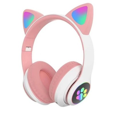 Kabellose Kinder Kopfhörer Bluetooth mit Katzenohren | Faltbares Kinder Headset Geschenk