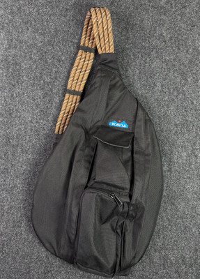 KAVU Adult Crossbody Rope Sling Bag Black Polyester Hiking Black Brown Strap