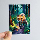ACEO Original Artwork, Fox Fireflies In The Forest Painting Card, Gouache — photo 2
