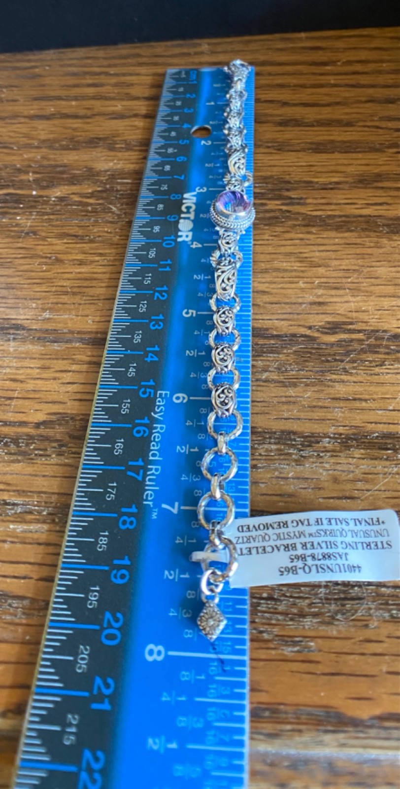 Sarda,Bali Handcrafted,Top Quality Sterling & Quartz Link Bracelet-Lobster Close