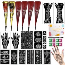 12 Sheets Temporary Tattoo Stencils Kit-Large 78 Pcs Tattoo Patterns-6 Pcs B...