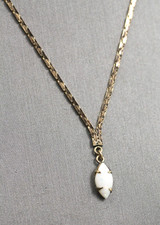 Vintage signed star art necklace 1/20th 14k GF Gold filled chain small opal 16"