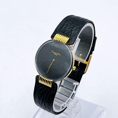 Christian Dior Bagheera Black Gold 30mm Qz Ladies Watch JAPAN Near Mint F/S