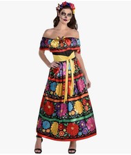 Sugar Skull Beauty Day Dead Dia Muertos Fancy Dress Up Halloween Adult Costume