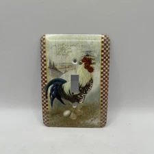 Single Switch Wallplate Cover Country Kitchen with Rooster Painted Steel