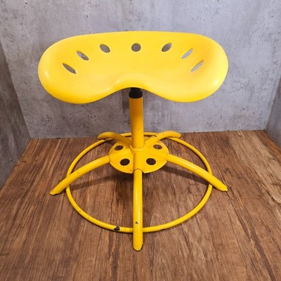 Vintage Ikea Yellow Tractor Chair Saddle Seat Low Stool Industrial  Discontinued UK