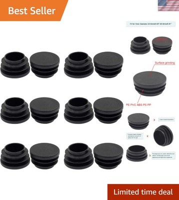 Black Round Plastic Tube Inserts - 12PCS for 25mm Diameter Tubing