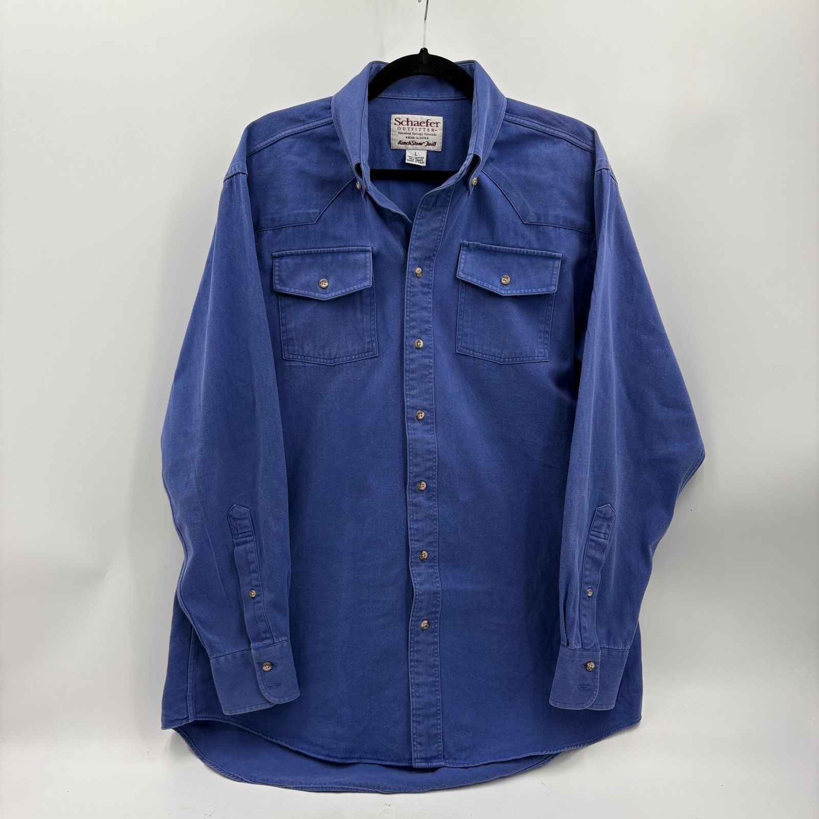 Schaefer Outfitter Blue Western Button Shirt Mens… - image 1