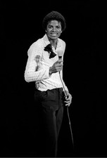 Quadro Michael Jackson sorridente con microfono in mano 4x6 stampa celebrità