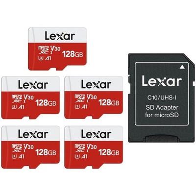 5-Pack 128GB Micro SD Cards - Full HD, 4K UHD, High Speed