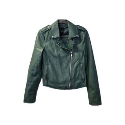 Bagatelle GREEN Faux Leather Moto Jacket XS xsmall biker motorcycle