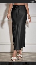 Satin Long / Maxi / Midi Skirt With Drawstring - New - Silky - Formal Or Casual
