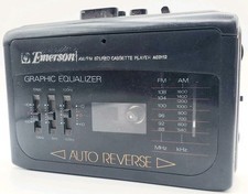 Emerson Personal AM/FM Stereo Cassette 3 band equalizer WORKS No Headphones