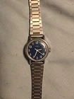Vtg. 70's Timex Watch Blue Face , Working, Sci Fi Fans Check Out the Font!