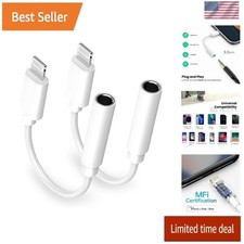  Apple MFi Certified 2 x Lightning to 3.5 mm Headphone Jack Adapter Audio Jack