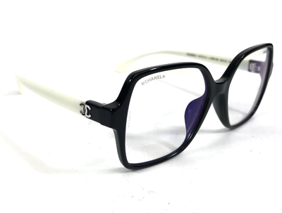 Chanel Eyeglasses 3473-S-A c.1656/SB Black White Asian Fit Blue