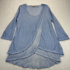 Soft Surroundings Blue Remy Layered Slub Jersey Tunic Top Drape Front Size S