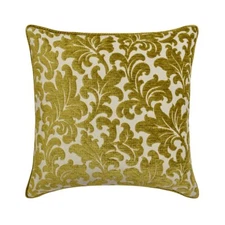 Sofa Pillow Case Green 16"x16", Square Velvet Velvet - Chartreuse Flowery