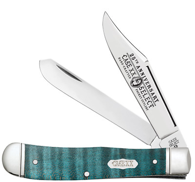Case XX Select Turquoise Curly Maple Trapper Fluted Engraved Blade 2023 -NIB