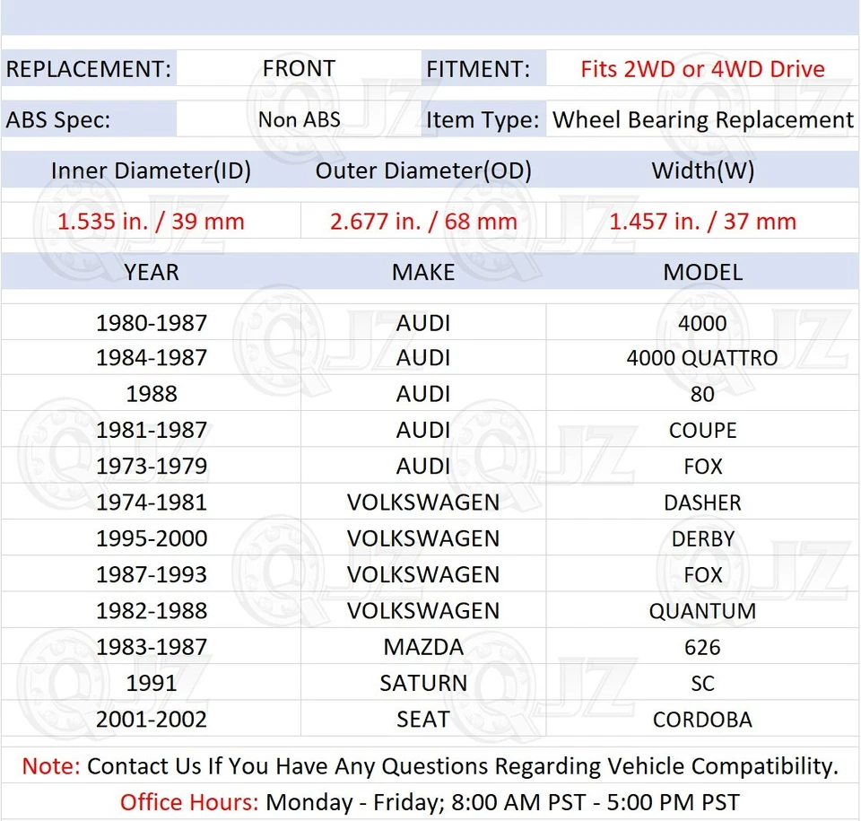[FRONT(Qty.2)] 513014 New Wheel Bearing [68mm OD] For 1991 Saturn SC Coupe FWD - Image 2 of 4