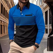 Men's Long Sleeve Slim Fit Polo Shirts Summer Shirts Casual Golf Shirt