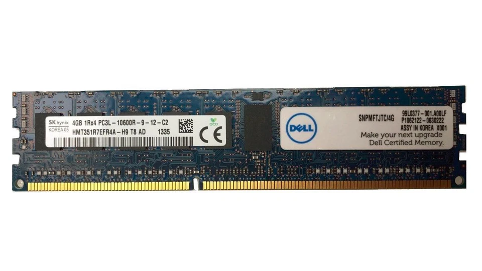 SKHynix HMT351R7EFR4A-H9 4GB DDR3 PC3L-10600R ECC Registered RAM SNPMFTJTC - Image 3 of 4