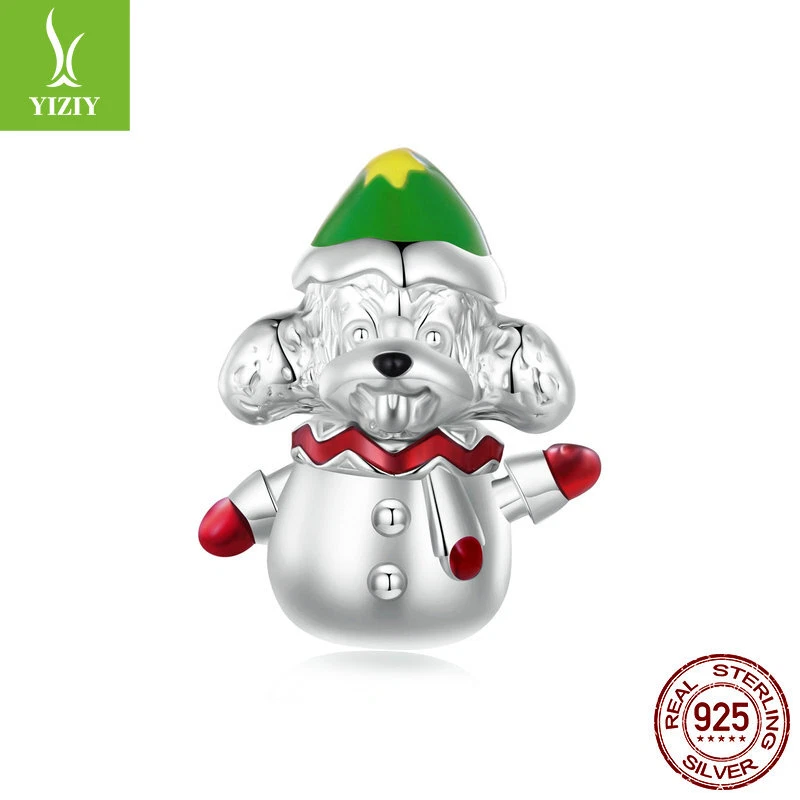 VALENTINO Bracciale Ciondolo Donna Argento Sterling 925 Natale Pupazzo di Neve Cucciolo Fit