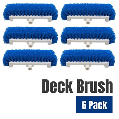 6pk Deck Brush Heavy Duty Hard Nylon Bristles Scrub Clean Floor Replacement Head