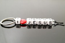 I Love Jesus Keychain Beads Christian Charm Keychain Gift Key Chain 2 pc