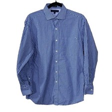 Tommy Hilfiger Shirt Men's Button Front Blue Gingham Regular Fit 15 1/2 32-33