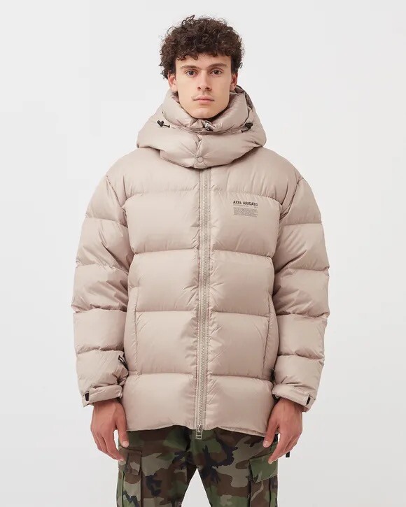 Axel Arigato Jacket Puffer Neptune Pale Beige Hooded Small RRP £550