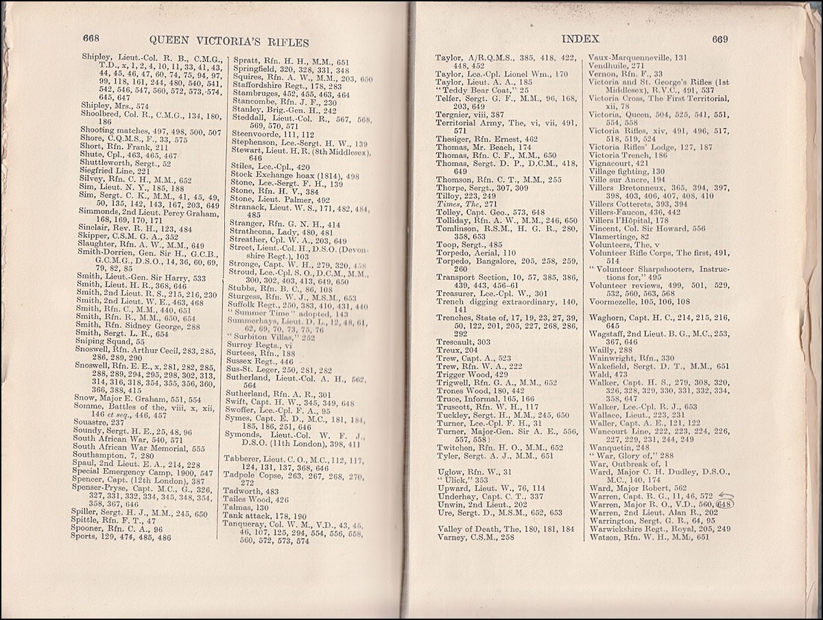 Keeson The HISTORY & RECORDS of QUEEN VICTORIA'S RIFLES 1792-1922 Ypres Somme &c