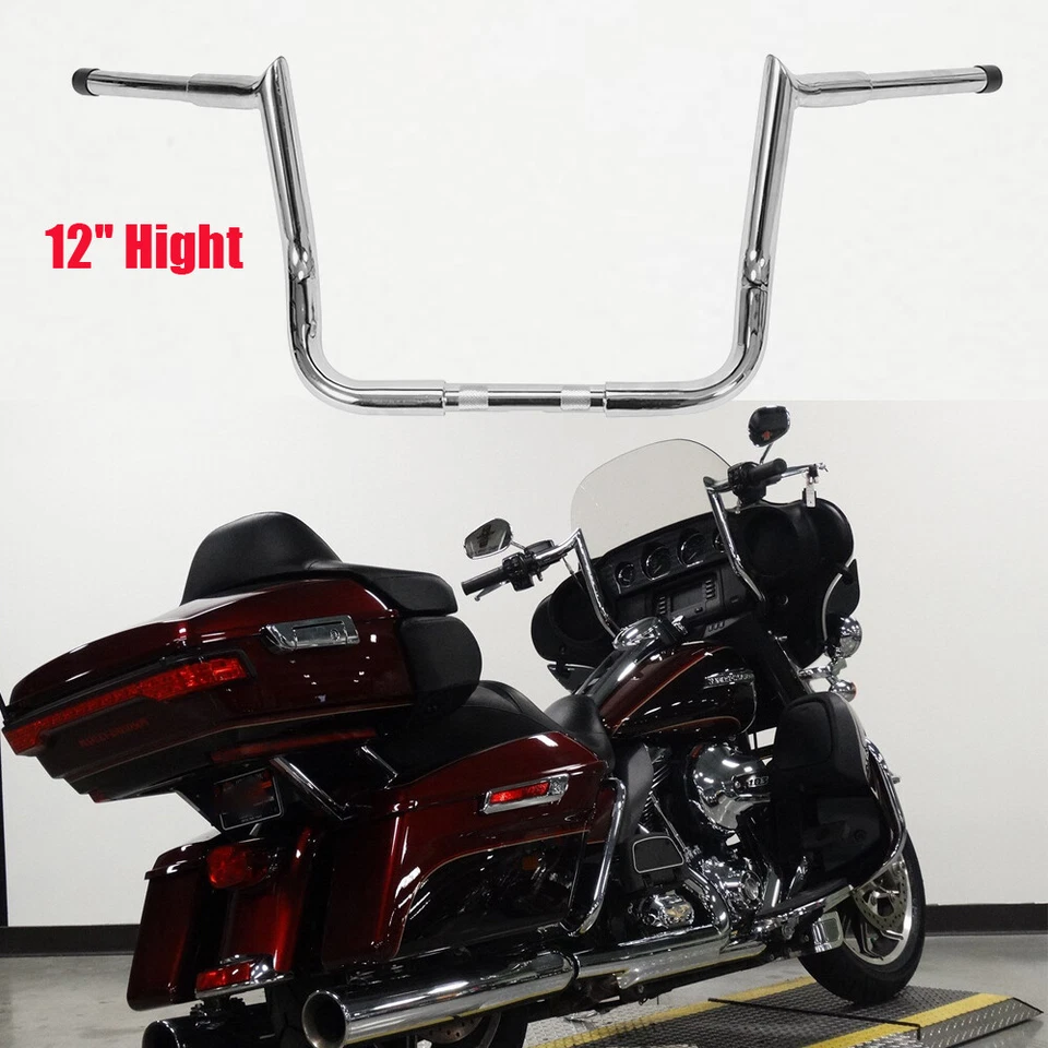Chrome 12inch Meathook Bars Handlebar For Harley Electra Street Glide 1986+ Foto 3 de 4