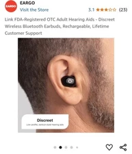 LINK- FDA-Registered OTC Hearing Aids - Wireless Bluetooth Earbuds, Rechargeable