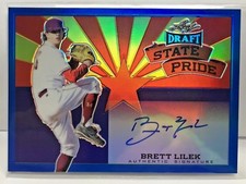 Brett Lilek 2015 Leaf Metal Draft State Pride BLUE Refractor Autograph Auto /25
