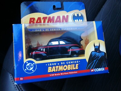 Corgi 1:43 Scale Black with Red Stripe 1940's DC Comics Batmobile