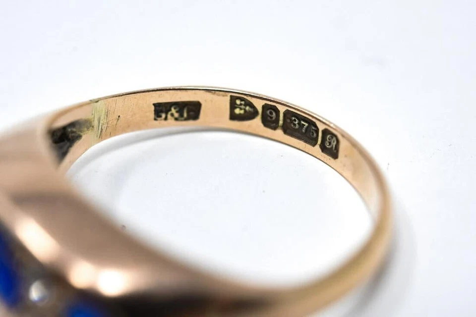 Art Deco Rose Gold, Diamond & Paste Ring size 7 circa 1920's English 9k gold - - Image 2 of 4